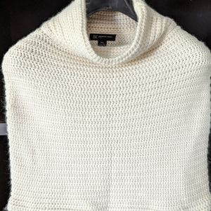 INC International Concepts Cream Knit Cap Poncho Sweater